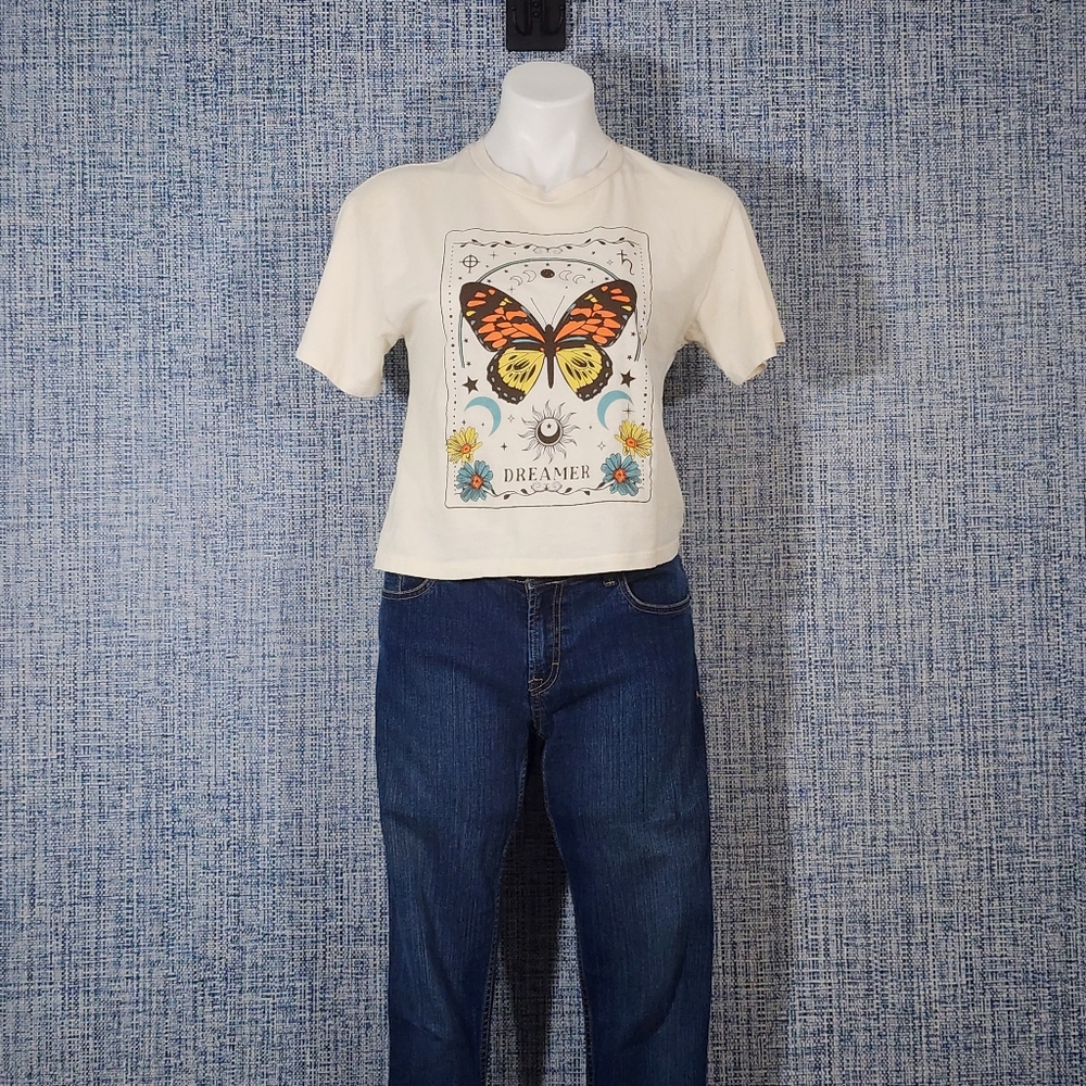 Cream Butterfly Graphic Tee Size XS